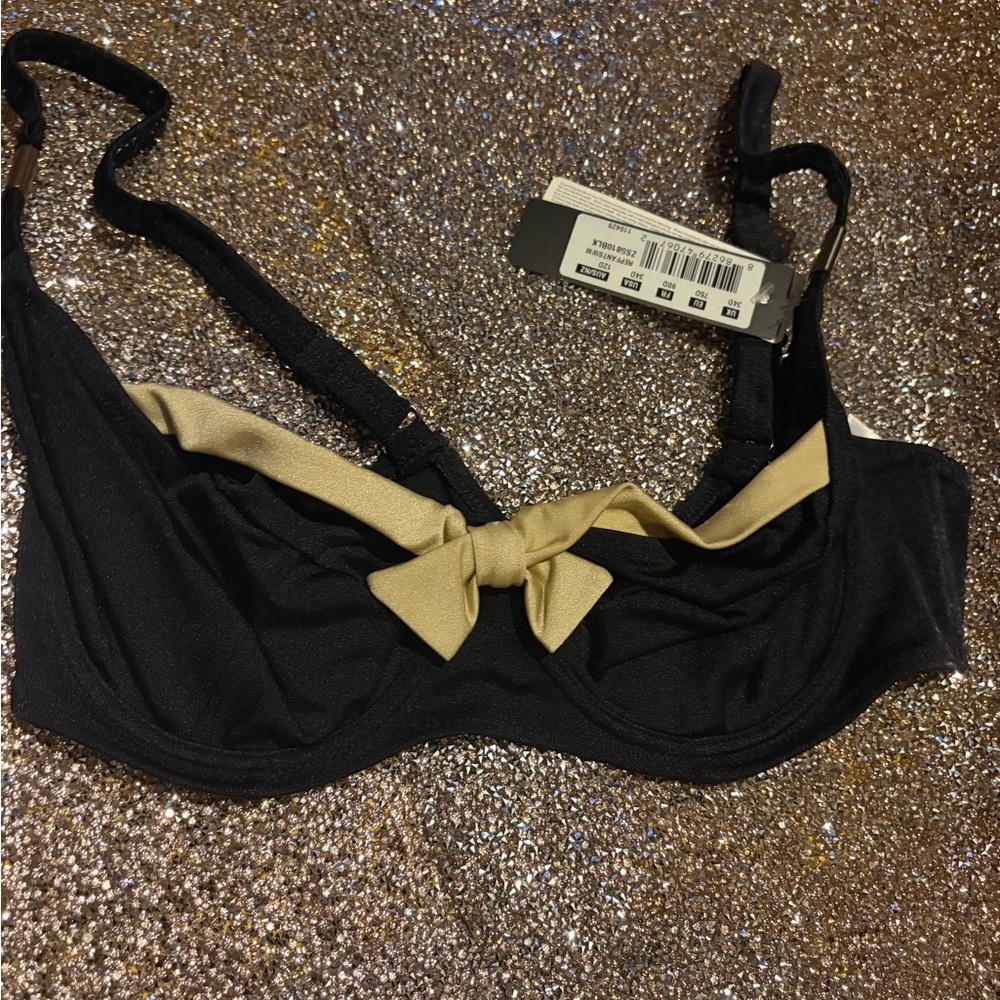 Fantasie Black and Gold Bikini Top
